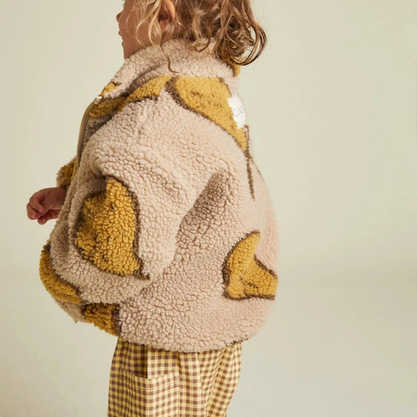 Drew Pear Print Borg Teddy Jacket (Almond)