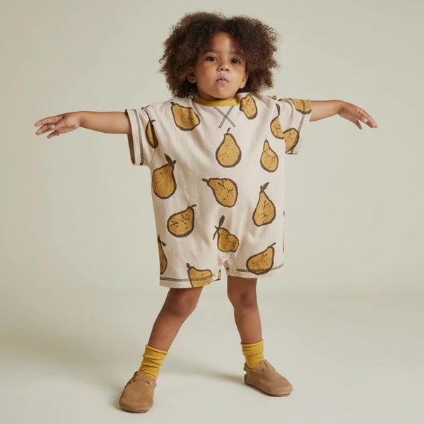 Opal Pear Print Cotton Playsuit Romper (Almond)