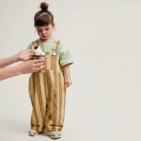Blythe Banoffee Stripe Cotton Dungarees