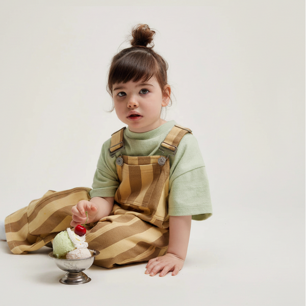 Blythe Banoffee Stripe Cotton Dungarees