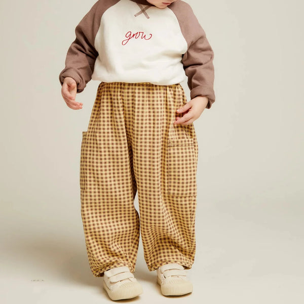 Emerson Ochre Gingham Cotton Trouser