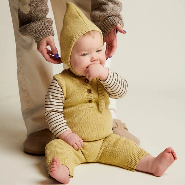 Bay Organic Cotton Knitted Sleeveless Baby Romper (Mustard)