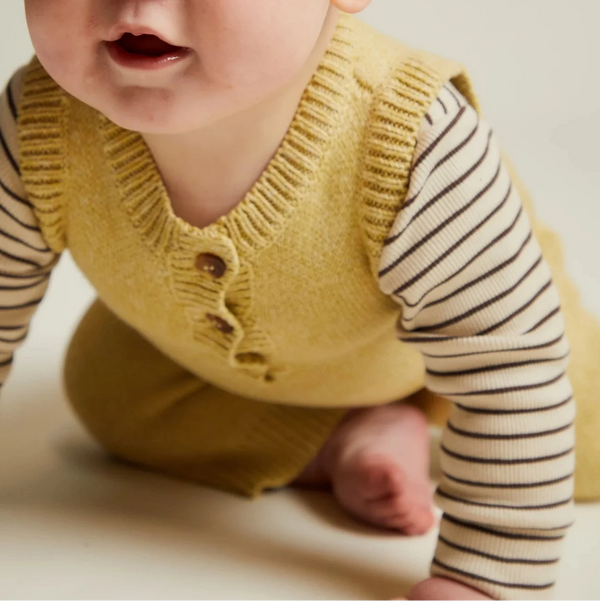 Bay Organic Cotton Knitted Sleeveless Baby Romper (Mustard)