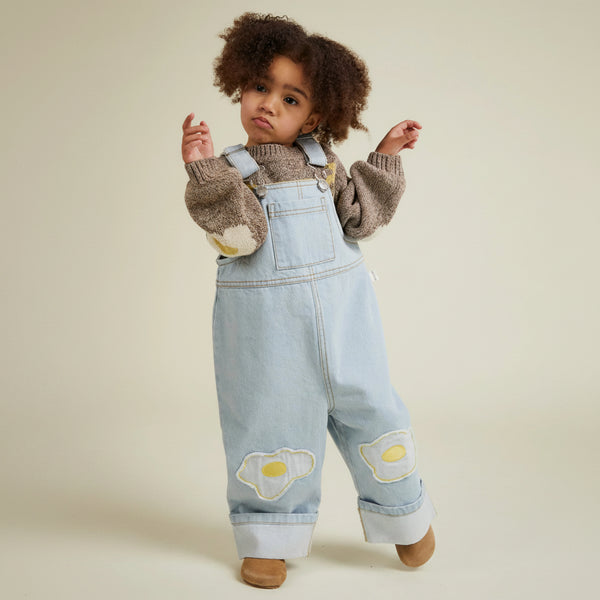 Blythe Egg Patch Denim Cotton Dungarees