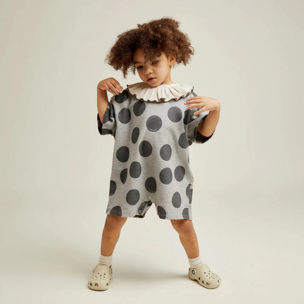 Opal Polka Dot Marl Cotton Playsuit Romper