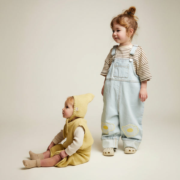 Blythe Egg Patch Denim Cotton Dungarees