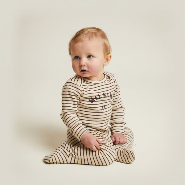 Milking It Coco Stripe Rib Cotton Baby Onesie