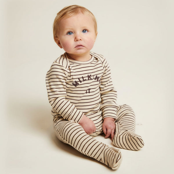 Milking It Coco Stripe Rib Cotton Baby Onesie