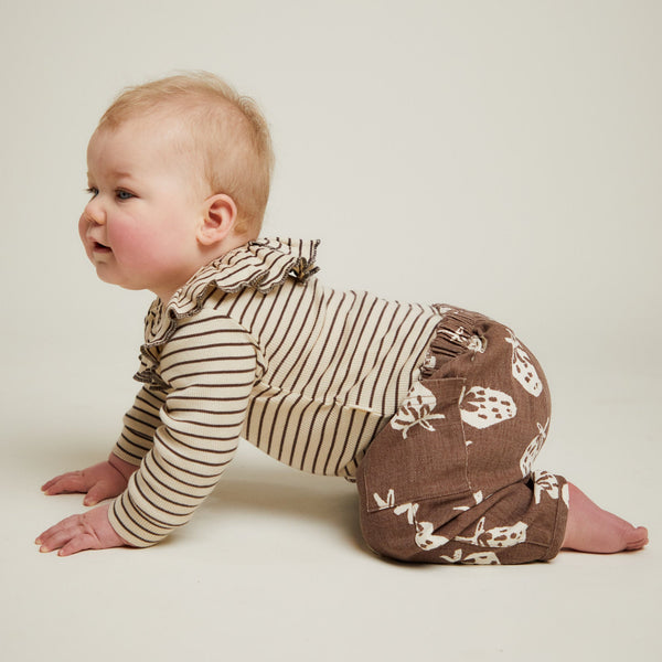 Milking It Cotton Rib Coco Striped Baby Bodysuit