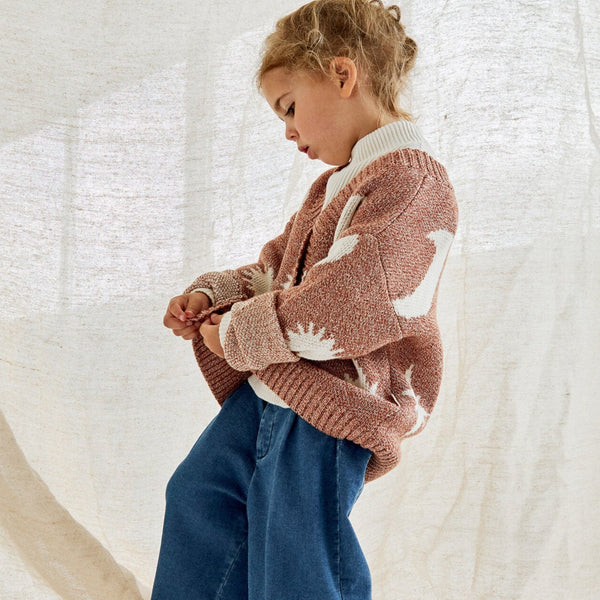 Cozmo Moon and Stars Knitted Cardigan (Russet)