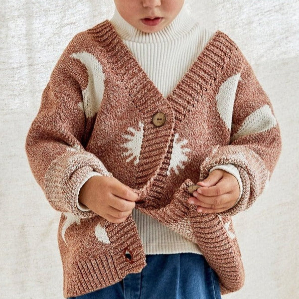 Cozmo Moon and Stars Knitted Cardigan (Russet)