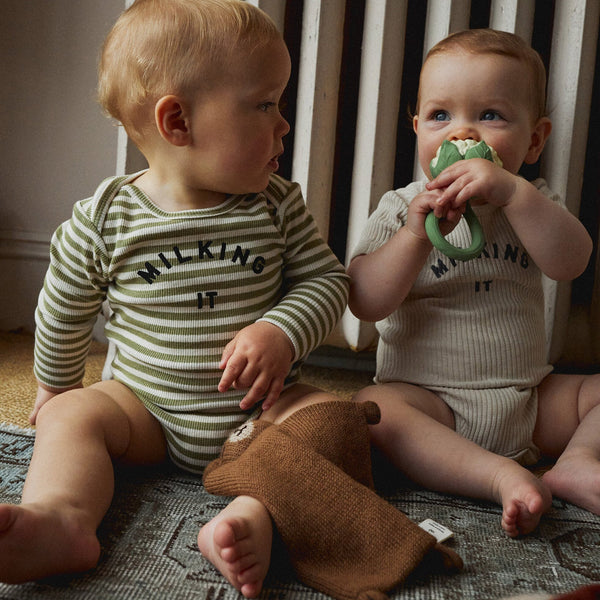 Milking It Cotton Rib Striped Baby Bodysuit