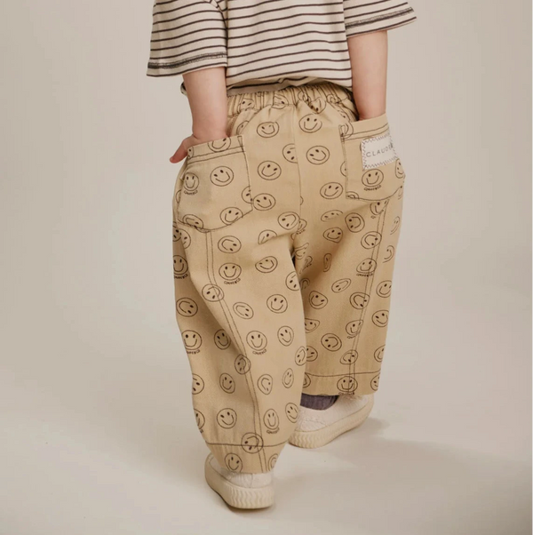 Rex Happy Face Print Cotton Trouser (Butter)