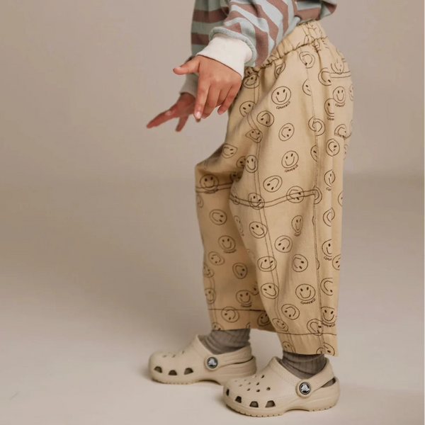 Rex Happy Face Print Cotton Trouser (Butter)
