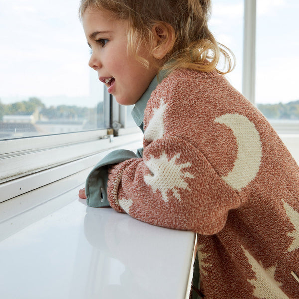 Cozmo Moon and Stars Knitted Cardigan (Russet)