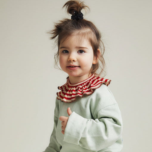 Bobbi Crimson Stripe Detachable Frilled Collar Bib