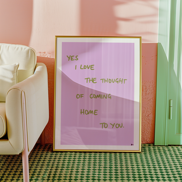 'Coming Home To You' Lilac and Green Romantic Music Art Print