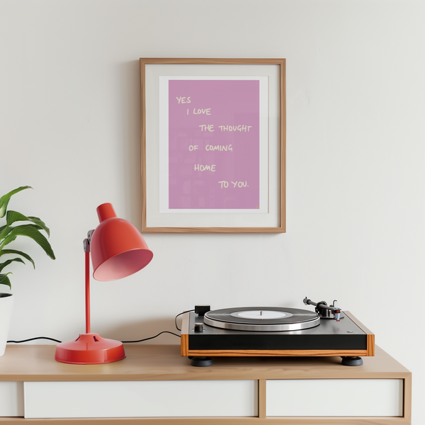 'Coming Home To You' Pink and White Bold Art Print