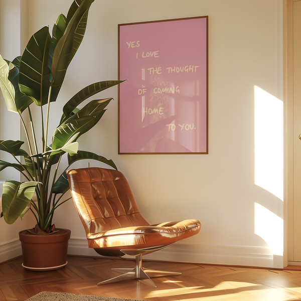 'Coming Home To You' Pink and White Bold Art Print