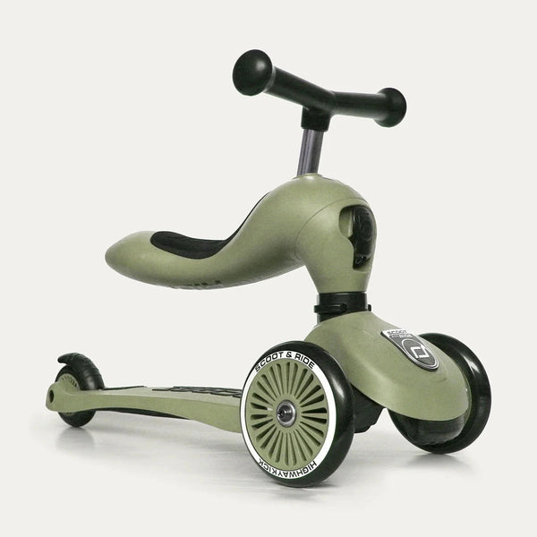 Highway Kick 1 Scooter and Pushbike All-in-One (Olive)