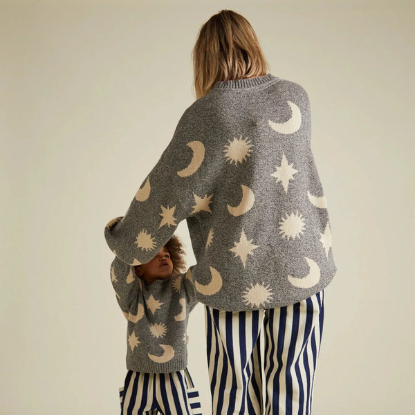 Mama Cozmo Midnight Moon Star Print Knitted Sweater