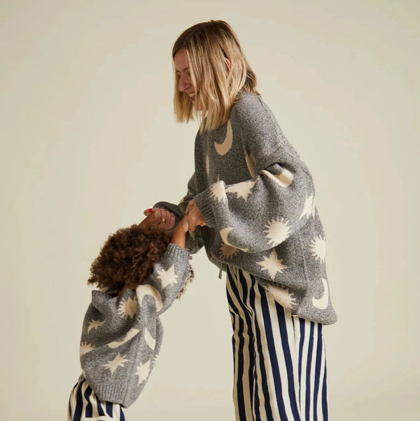 Mama Cozmo Midnight Moon Star Print Knitted Sweater