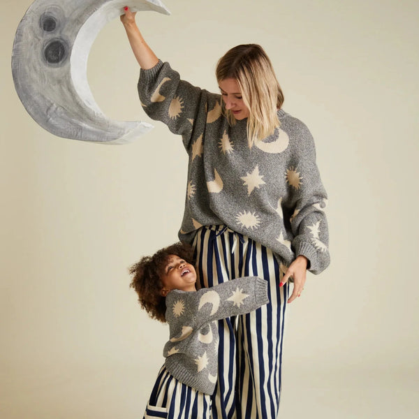 Mama Cozmo Midnight Moon Star Print Knitted Sweater