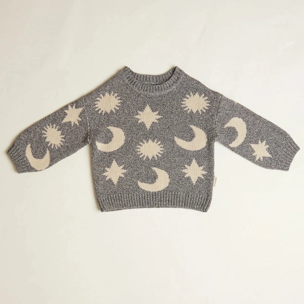 Cozmo Midnight Moon Star Print Knitted Sweater