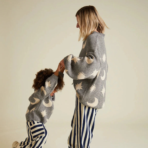 Mama Cozmo Midnight Moon Star Print Knitted Sweater