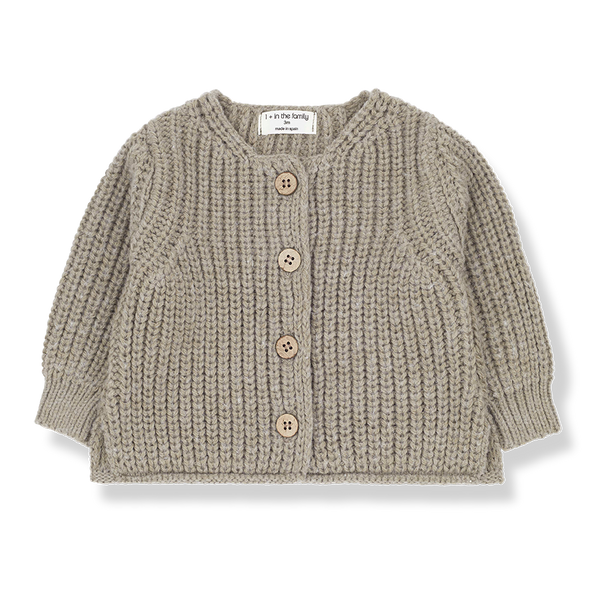 Delphine Baby Woollen Blend Chunky Cardigan (Taupe)