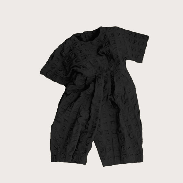 Adult Dorian Giant Seersucker Cotton Jumpsuit (Black)