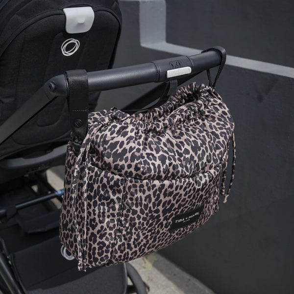 Luna Drawstring Changing Tote (Leopard Print)