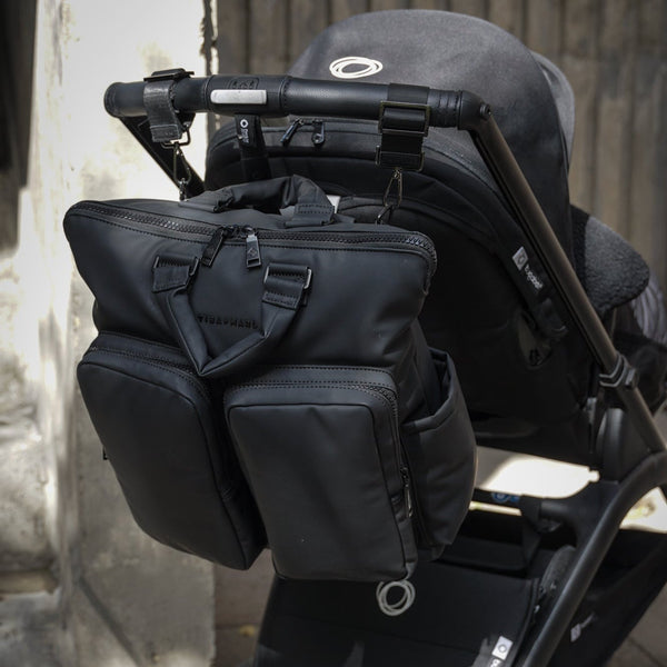 Ozzy Baby Change Tote and 2.0 Backpack (Matte Black)