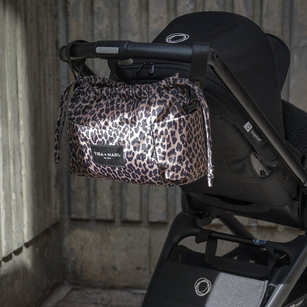 Mini Luna Drawstring Stroller Bag (Leopard Print)