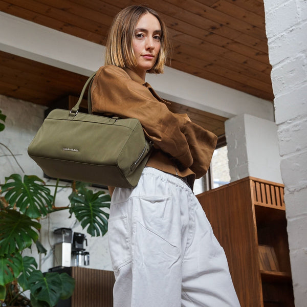 Riley Compact East-West Changing Bag (Olive Woven)