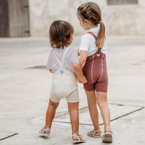 Silly Silas Unisex Shorty Rib Tights with Braces (Cream)