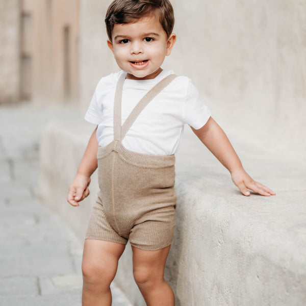 Silly Silas Unisex Shorty Rib Tights with Braces (Peanut Blend)