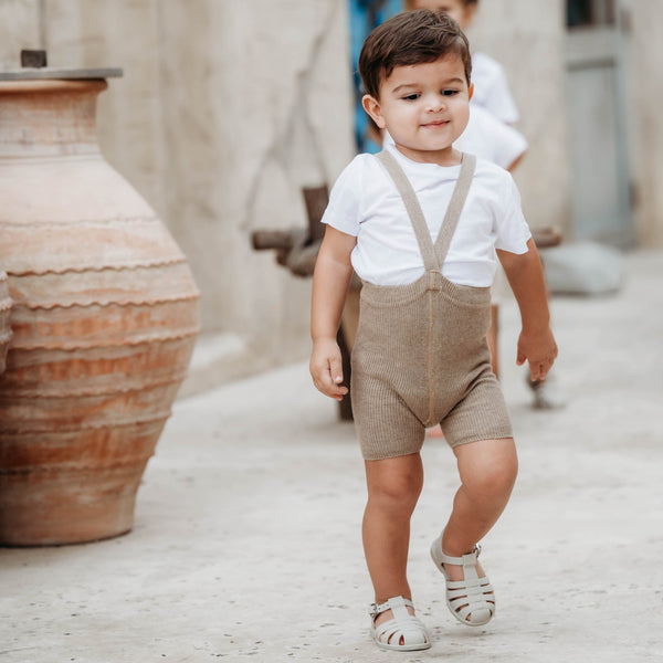 Silly Silas Unisex Shorty Rib Tights with Braces (Peanut Blend)