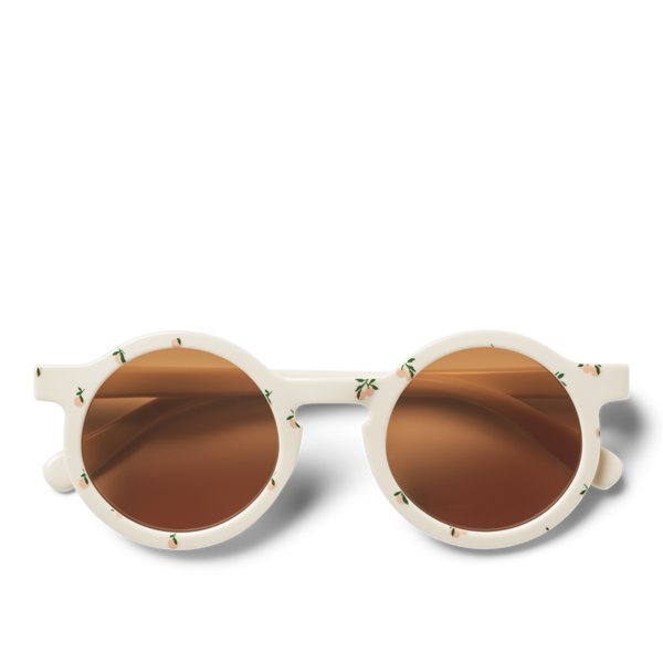 Darla Peach Print Retro Round Sunglasses (Sea Shell)