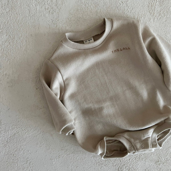 The LaLa Sweatshirt Baby Bodysuit Romper (Beige)