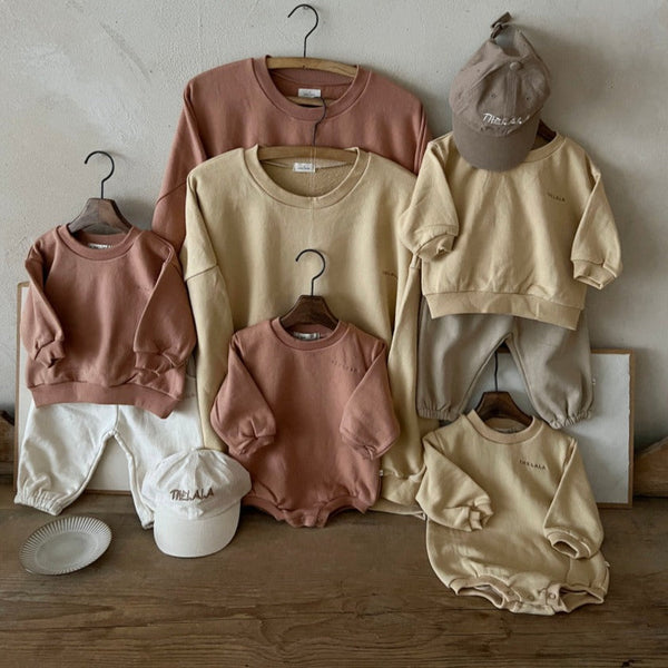 The LaLa Sweatshirt Baby Bodysuit Romper (Coral)