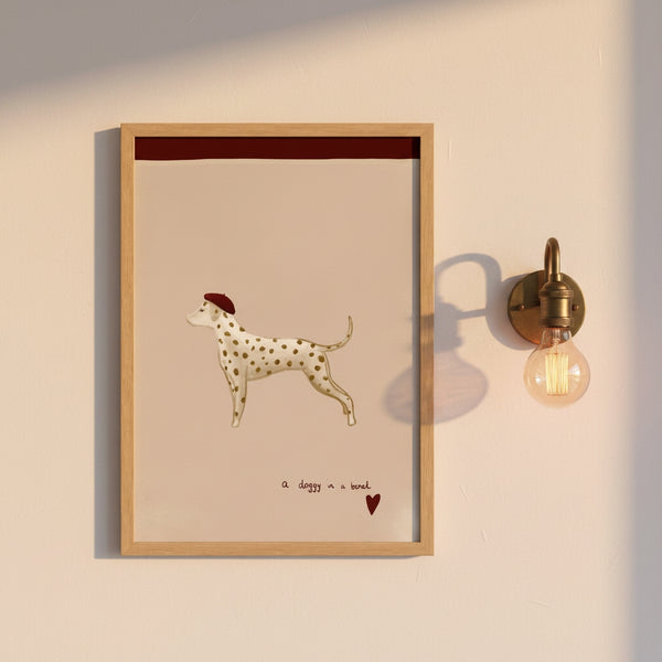 A Doggy in a Beret Art Print