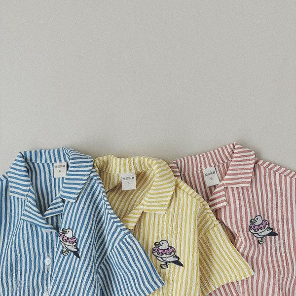 Nolan Striped Shirt and Shorts Summer Set (Blue)