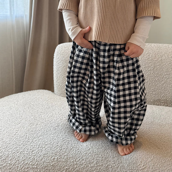 Raea Gingham Check Balloon Unisex Pants