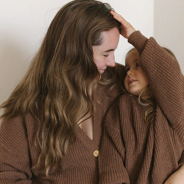 MAMA Cocoa Teddy Oversized Cotton Cardigan
