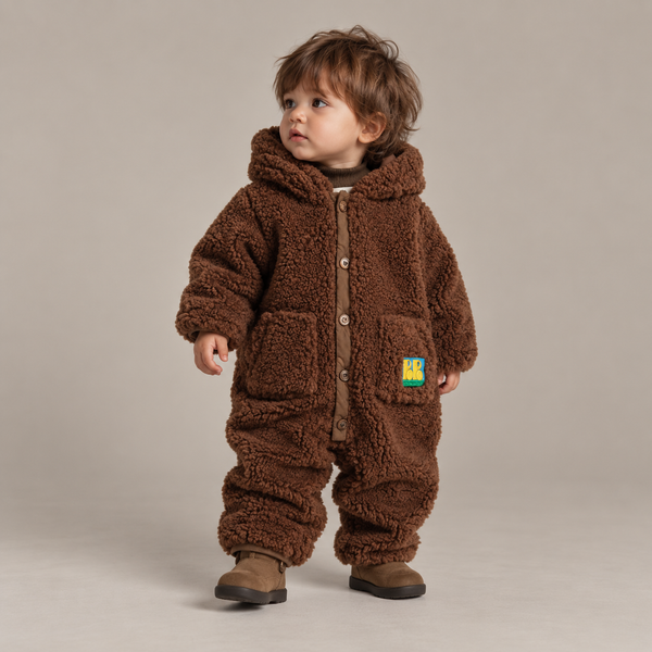 Bobo Choses Sheepskin Borg Pramsuit Overall (Dark Brown)