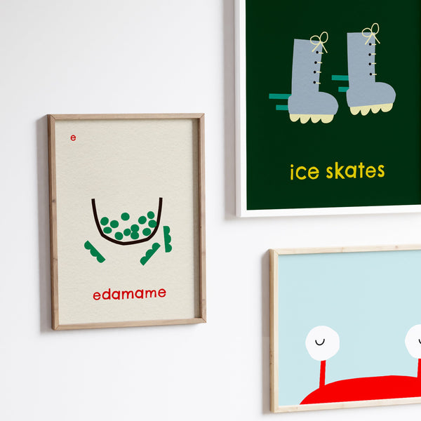 I for Ice Skates- Alphabet Art Print