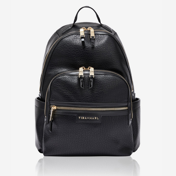 Elwood 2.0 Leather Changing Backpack (Black/Gold)