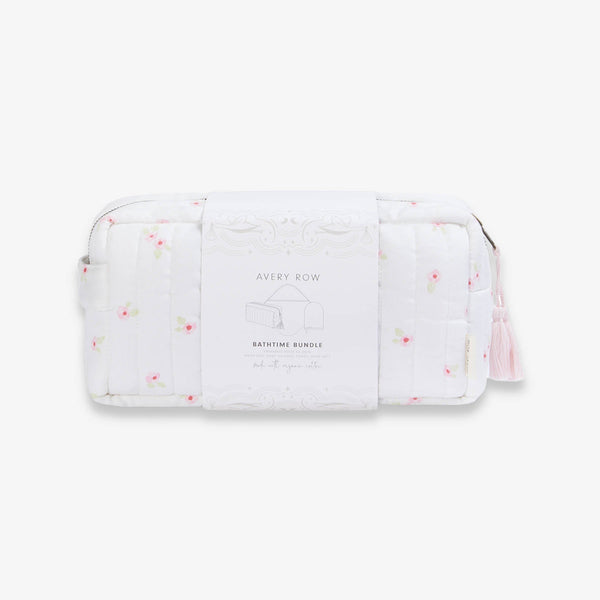 Bath time 3 Piece Towel, Washcloth + Washbag Baby Gift Set (Wildflower Garden)