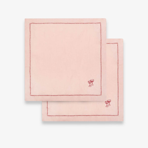 Embroidered Linen Napkins, Set of 2 (Plaster Pink)